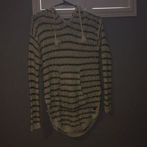 Green and White Sweater Hoodie